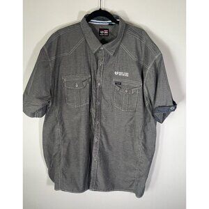Vintage PHAT FARM grey camp white stitching camp shirt 4XL streetwear retro logo